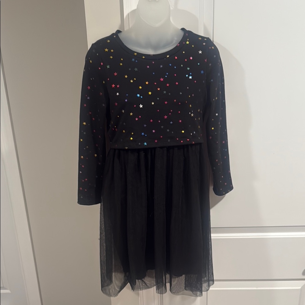 Black Starry Dress with Sheer Skirt